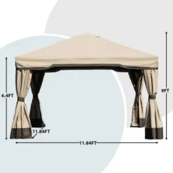 Patio Gazebo Aluminum Outdoor Tent Shelter Canopy With Privacy Curtain And Netting -Sunnydaze Decor Store GUEST 86ef7d57 0e56 418e 9b20 72ffeb28ff82