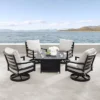 5pc Outdoor Dining Set With 42" Aluminum Square Medallion Design Fire Table & Deep Seating Swivel Rocking Chairs - Oakland Living -Sunnydaze Decor Store GUEST 878f3b7f 8a6f 4334 836c 5bcc7894acf9