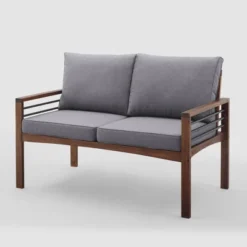 Saybrook Modern Metal And Wood Patio Loveseat - Gray/Dark Brown - Saracina Home 16 Saybrook Modern Metal And Wood Patio Loveseat - Gray/Dark Brown - Saracina Home -Sunnydaze Decor Store GUEST 87e73a6f 2a88 4b08 836f e43bcdbd4760