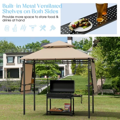 Tangkula 13.5'x 4'Patio BBQ Grill Gazebo Side Awnings Shelves 2-Tier Canopy Outdoor 9 Tangkula 13.5'x 4'Patio BBQ Grill Gazebo Side Awnings Shelves 2-Tier Canopy Outdoor - Image 7