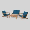 4pc Leah Acacia Wood Patio Chat Set Dark Teal - Christopher Knight Home 2 4pc Leah Acacia Wood Patio Chat Set Dark Teal - Christopher Knight Home -Sunnydaze Decor Store GUEST 8828a415 5a50 4ee3 a0b3 82154a2252eb