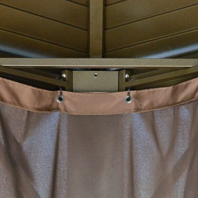 Outsunny 10' X 12' Hardtop Gazebo With Galvanized Steel Rounded Double Roof, Aluminum Frame, Pavilion Gazebo With Netting, Hooks, And Curtains, Brown 7 Outsunny 10' X 12' Hardtop Gazebo With Galvanized Steel Rounded Double Roof, Aluminum Frame, Pavilion Gazebo With Netting, Hooks, And Curtains, Brown - Image 5
