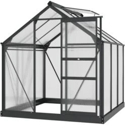 Outsunny Polycarbonate Greenhouse, Heavy Duty Outdoor Aluminum Walk-in Green House Kit With Vent & Door For Backyard Garden, Gray -Sunnydaze Decor Store GUEST 88fc0eff 9b72 4fd8 bf2e 4558428b9bb2