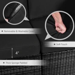 Costway 7PCS Patio Rattan Furniture Set 30'' Fire Pit Table Cover Cushion Sofa Off WhiteBlackNavyRedTurquoise -Sunnydaze Decor Store GUEST 89032f3a 1f4d 4a14 8376 c026306b72c6