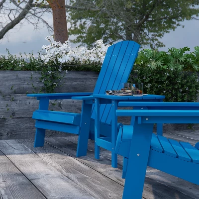 Merrick Lane Set Of Two Folding Adirondack Patio Chairs With Matching Outdoor Side Table 11 Merrick Lane Set Of Two Folding Adirondack Patio Chairs With Matching Outdoor Side Table - Image 9