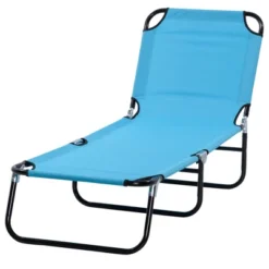 Outsunny Foldable Outdoor Chaise Lounge Chair, 5-Level Reclining Camping Tanning Chair With Strong Oxford Fabric For Beach, Patio, Pool, Sky Blue -Sunnydaze Decor Store GUEST 89ffdafe 8f9d 4ab3 ab13 d496cb815ae7