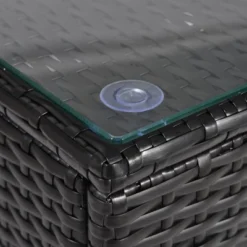 7pc Wicker Patio Conversation Set With Pillows & Cushions - Espresso/Blue - GODEER -Sunnydaze Decor Store GUEST 8a7814ee 7f38 4291 af1e 30353849bc27