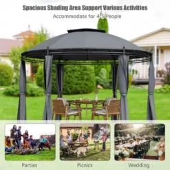 Tangkula 11.5'Outdoor Patio Round Dome Gazebo Canopy Shelter Double Roof Steel Gray 16 Tangkula 11.5'Outdoor Patio Round Dome Gazebo Canopy Shelter Double Roof Steel Gray -Sunnydaze Decor Store GUEST 8b17e8d9 f2c8 498a 8923 fc9b9a887b7e