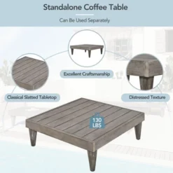 Outdoor 3-Piece Garden Solid Wood Furniture Sofa With Coffee Table, Side Table And Cushions, Gray+Beige - ModernLuxe 23 Outdoor 3-Piece Garden Solid Wood Furniture Sofa With Coffee Table, Side Table And Cushions, Gray+Beige - ModernLuxe -Sunnydaze Decor Store GUEST 8b27f40c 508d 47fc ac82 43226741c4ae
