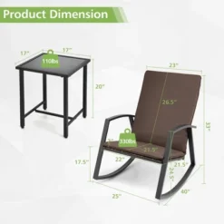 Tangkula 3PCS Rattan Bistro Rocking Chair Set Patio Furniture Set W/ Cushions -Sunnydaze Decor Store GUEST 8b40c279 e271 4b9b 9a79 fe2f4a190c8a