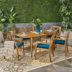 Pines 7pc Acacia Oval Wood Dining Set - Christopher Knight Home -Sunnydaze Decor Store GUEST 8b6c1829 26a9 4395 b676 b2315c96ec89