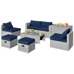 Tangkula 8 Pieces All-Weather PE Rattan Patio Furniture Set Outdoor Space-Saving Sectional Sofa Set With Storage Box -Sunnydaze Decor Store GUEST 8b97ab42 bd43 4f80 8c58 0a143cf72781