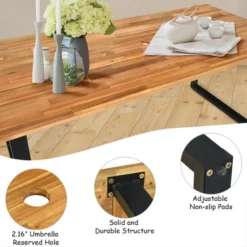 Costway 7PCS Patio Rattan Patented Dining Chair Table Set Solid Wood Frame Umbrella Hole -Sunnydaze Decor Store GUEST 8bb07d69 4320 4d9b 81d5 af9084c8e103