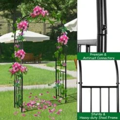 Costway 7.2Ft Garden Arch Steel Arbor Wedding Garden Decoration Climbing Plants W/Stakes -Sunnydaze Decor Store GUEST 8c038333 8730 4e95 a649 5a208cc2b366