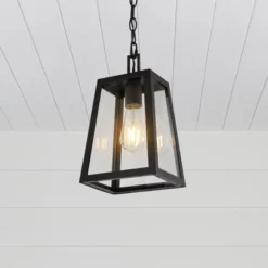 6.75" 1-Light Glendale Farmhouse Industrial Iron/Glass Outdoor LED Pendant Black/Clear - JONATHAN Y 13 6.75" 1-Light Glendale Farmhouse Industrial Iron/Glass Outdoor LED Pendant Black/Clear - JONATHAN Y -Sunnydaze Decor Store GUEST 8c084871 47c0 42f8 8e5f f3d845c61d4c