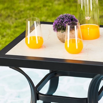 3pc Bistro Steel Patio Dining Set With Arm Chairs - Gray - Lokatse 10 3pc Bistro Steel Patio Dining Set With Arm Chairs - Gray - Lokatse - Image 8