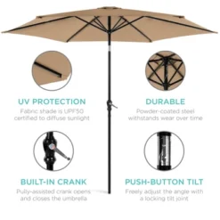 Best Choice Products 10ft Outdoor Steel Market Patio Umbrella W/ Crank, Tilt Push Button, 6 Ribs -Sunnydaze Decor Store GUEST 8d02522b 0e81 4d35 8bf4 e48fa353e46f