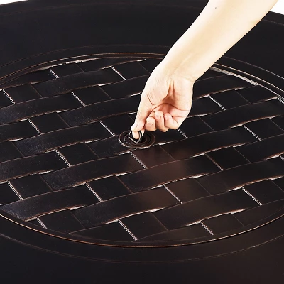 Oakland Living 5pc Deep Seating Swivel Aluminum Outdoor Patio Fire Pit Dining Set With 44" Round Fire Table With Weave Pattern Copper 8 Oakland Living 5pc Deep Seating Swivel Aluminum Outdoor Patio Fire Pit Dining Set With 44" Round Fire Table With Weave Pattern Copper - Image 6