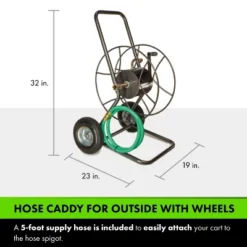 Yard Butler Hose Reel Cart With Wheels - Heavy Duty 200 Foot Metal Hose Reel - Suitable For Gardens, Lawns And Outdoor - IHT-2EZ 12 Yard Butler Hose Reel Cart With Wheels - Heavy Duty 200 Foot Metal Hose Reel - Suitable For Gardens, Lawns And Outdoor - IHT-2EZ -Sunnydaze Decor Store GUEST 8d6664f6 3bd8 452c 92b8 f06700d279b9