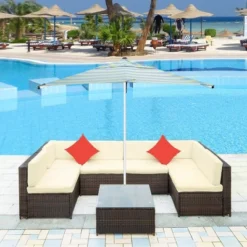 7pc Wicker Patio Sofa Set With Cushions - Brown/Beige - GODEER 9 7pc Wicker Patio Sofa Set With Cushions - Brown/Beige - GODEER -Sunnydaze Decor Store GUEST 8d830c67 a2d6 4219 b78a a17e786f40c5