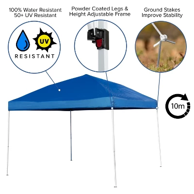 Flash Furniture 10'x10' Pop Up Event Canopy Tent With Carry Bag And Folding Bench Set - Portable Tailgate, Camping, Event Set 7 Flash Furniture 10'x10' Pop Up Event Canopy Tent With Carry Bag And Folding Bench Set - Portable Tailgate, Camping, Event Set - Image 5
