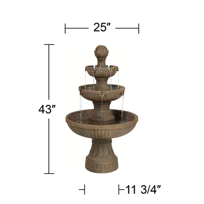 John Timberland Ravenna Rustic 3 Tier Weathered Stone Cascading Outdoor Floor Water Fountain 43" For Yard Garden Patio Home Deck Porch House Exterior 8 John Timberland Ravenna Rustic 3 Tier Weathered Stone Cascading Outdoor Floor Water Fountain 43" For Yard Garden Patio Home Deck Porch House Exterior - Image 6
