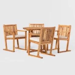 Saracina Home 5pc Modern Slatted Acacia Outdoor Dining Set With Round Table 13 Saracina Home 5pc Modern Slatted Acacia Outdoor Dining Set With Round Table -Sunnydaze Decor Store GUEST 8dc53612 7be6 4a13 bb62 ccfb9aa09886