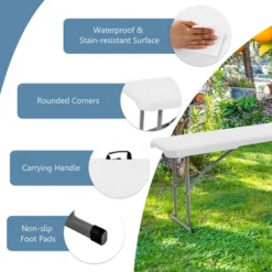 Costway 6 FT Portable Folding Bench Outdoor Picnic Bench 550 Lbs Limited For Dining -Sunnydaze Decor Store GUEST 8e94c4e3 bc5f 4734 8496 c0024283d947