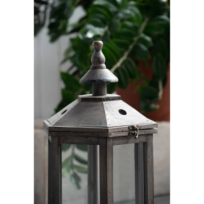 A&B Home 2pc Graca Polygon Temple Outdoor Garden Lanterns - Natural 8 A&B Home 2pc Graca Polygon Temple Outdoor Garden Lanterns - Natural - Image 6