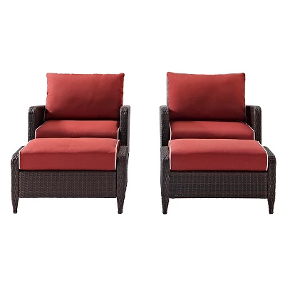 Kiawah 4 Piece Outdoor Wicker Seating Set Sangria - Crosley 3 Kiawah 4 Piece Outdoor Wicker Seating Set Sangria - Crosley