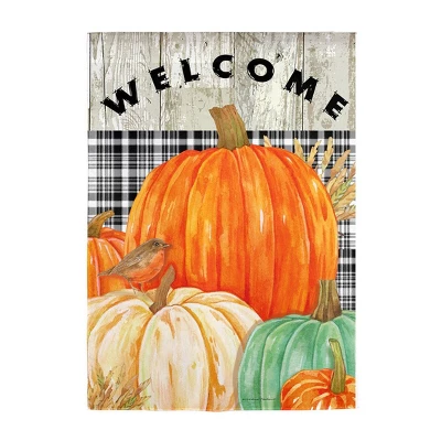Evergreen Fresh Pumpkins Garden Suede Flag 3 Evergreen Fresh Pumpkins Garden Suede Flag