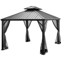 Tangkula 12ft X 10ft Patio Hardtop Gazebo Double Vented Roof Outdoor Galvanized Steel Sun Shelter Brown/Gray 10 Tangkula 12ft X 10ft Patio Hardtop Gazebo Double Vented Roof Outdoor Galvanized Steel Sun Shelter Brown/Gray -Sunnydaze Decor Store GUEST 8f35c749 38ce 4d2a a3ae c0356b25155d