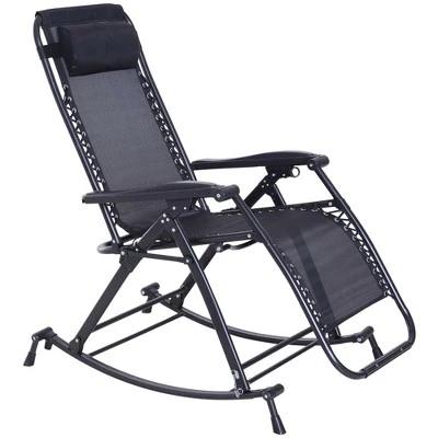 Outsunny Zero Gravity Reclining Rocking Chair, Lounge Rocker, Folding, Pillow, Side Tray, Cup And Phone Holder 5 Outsunny Zero Gravity Reclining Rocking Chair, Lounge Rocker, Folding, Pillow, Side Tray, Cup And Phone Holder - Image 3
