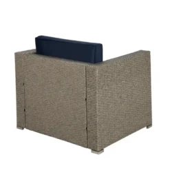 6pc Outdoor Rattan Wicker Set With Sectional, Chairs, Accent Table & Ottoman - Gray/Navy - GODEER -Sunnydaze Decor Store GUEST 90124ec3 f9c7 4210 acf2 8fa52cc6b316