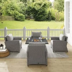 Bradenton 5pc Wicker Conversation Set With Fire Table - Gray - Crosley 21 Bradenton 5pc Wicker Conversation Set With Fire Table - Gray - Crosley -Sunnydaze Decor Store GUEST 9032f10d 0747 4650 b660 2b566d5af5bc