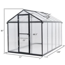 Aoodor Walk-In Greenhouse Polycarbonate Panel Hobby Greenhouses With Aluminum Frame Heavy Duty -Sunnydaze Decor Store GUEST 907882a5 ed92 4eb3 b0a9 67a613807a7c