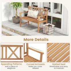 Costway 2-Person Bench Patio Acacia Wood Outdoor Loveseat Chair Garden Natural -Sunnydaze Decor Store GUEST 9084e897 c519 4070 a3db 75f238dbdf10