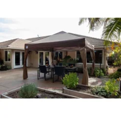 Z- Shade 10Ft X 10Ft Lawn And Garden Outdoor Portable Canopy W/ Skirts, Tan & Durable Plastic Circular 5 Pound Canopy Tent Leg Weight Plates, Set Of 4 -Sunnydaze Decor Store GUEST 91027f32 c857 4fe0 9750 d8b1a02d74b1