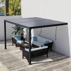 Aoodor Outdoor Louvered Pergola Adjustable Louvered Sloping Roof Wall-Mounted Pergola 19 Aoodor Outdoor Louvered Pergola Adjustable Louvered Sloping Roof Wall-Mounted Pergola -Sunnydaze Decor Store GUEST 9106a932 a2c7 4c94 a360 737a2eda0c00