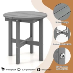 Costway Patio 18'' Adirondack Round Side Table All Weather HDPE End Table Outdoor Grey -Sunnydaze Decor Store GUEST 917fba26 f4da 4ba7 a9a7 6fa9f7be3ccd