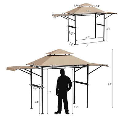 Tangkula 13.5'x 4'Patio BBQ Grill Gazebo Side Awnings Shelves 2-Tier Canopy Outdoor 3 Tangkula 13.5'x 4'Patio BBQ Grill Gazebo Side Awnings Shelves 2-Tier Canopy Outdoor