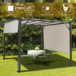 Costway 10' X 10' Pergola Kit Metal Frame Gazebo &Canopy Cover Patio Furniture Shelter -Sunnydaze Decor Store GUEST 925a7f4e 8c77 4a8f a09a 231ba7d86fb3