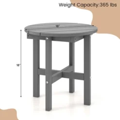 Costway Patio 18'' Adirondack Round Side Table All Weather HDPE End Table Outdoor Grey -Sunnydaze Decor Store GUEST 9298c9ba 339b 4166 bbee 9fd70e2cf625