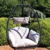 Sunnydaze Decor Sunnydaze Outdoor Resin Wicker Patio Oliver Lounge Hanging Basket Egg Chair Swing With Cushions And Headrest - Gray - 2pc -Sunnydaze Decor Store GUEST 938f2782 67a3 49fe 9156 8d7f5d8695c0