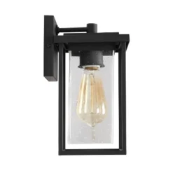 10" Metal/Seeded Glass Square Modern Outdoor Wall Light Black - LNC -Sunnydaze Decor Store GUEST 93a507c9 0c9f 4175 a3c4 794855a18798