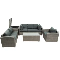 7pc Wicker Patio Seating Set With Storage Box - Gray - GODEER 22 7pc Wicker Patio Seating Set With Storage Box - Gray - GODEER -Sunnydaze Decor Store GUEST 93b38c31 b1ed 4397 8cab f598248ecd68