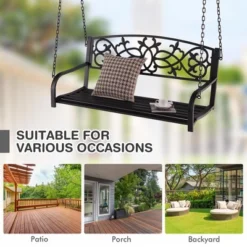 Tangkula Patio Hanging Porch Swing 2-Person Outdoor Metal Swing Bench Chair W/ Chains 15 Tangkula Patio Hanging Porch Swing 2-Person Outdoor Metal Swing Bench Chair W/ Chains -Sunnydaze Decor Store GUEST 93c2f474 74bb 4b43 94c0 a9e654e98ca0