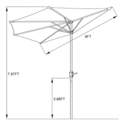 Half Round Patio Umbrella With Easy Crank – Compact 9ft Semicircle Outdoor Shade Canopy For Balcony, Porch, Or Deck By Nature Spring (Blue) -Sunnydaze Decor Store GUEST 9401d828 bd68 4098 867c 9b941d767783