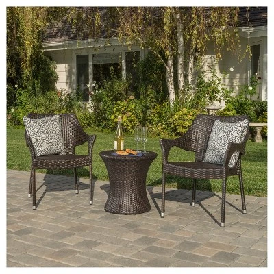 Mirage 3pc Wicker Stacking Chair Chat Set - Christopher Knight Home 7 Mirage 3pc Wicker Stacking Chair Chat Set - Christopher Knight Home - Image 5