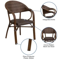 Merrick Lane Wicker Rattan Patio Chair With Curved Back And Aluminum Bamboo Frame -Sunnydaze Decor Store GUEST 94a49e56 b243 4728 99be d843f608718d
